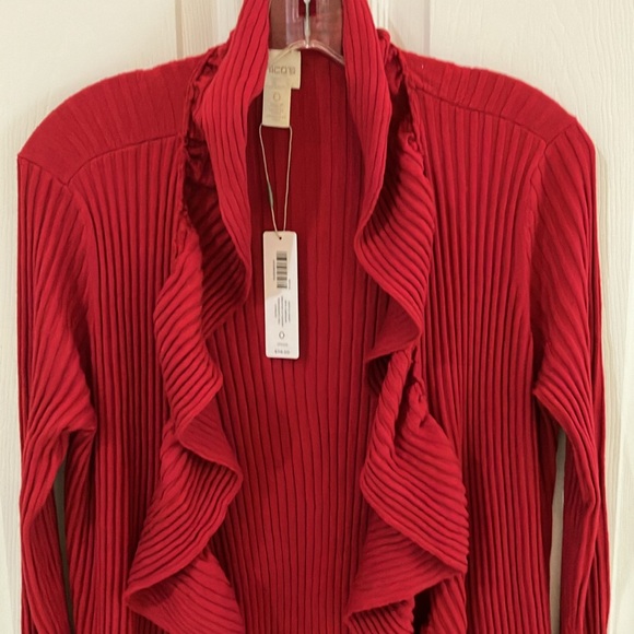 Chico’s Sweater Tunic with ruffled edged front. - Picture 3 of 4